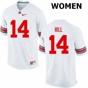 NCAA Ohio State Buckeyes Women's #14 KJ Hill White Nike Football College Jersey BBK8145JM